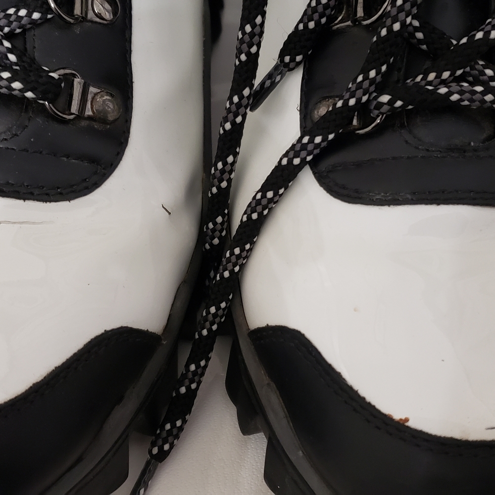 Moncler Helis White Black Leather Snow Hiking Boots Size 38.5 - Picture 12 of 15
